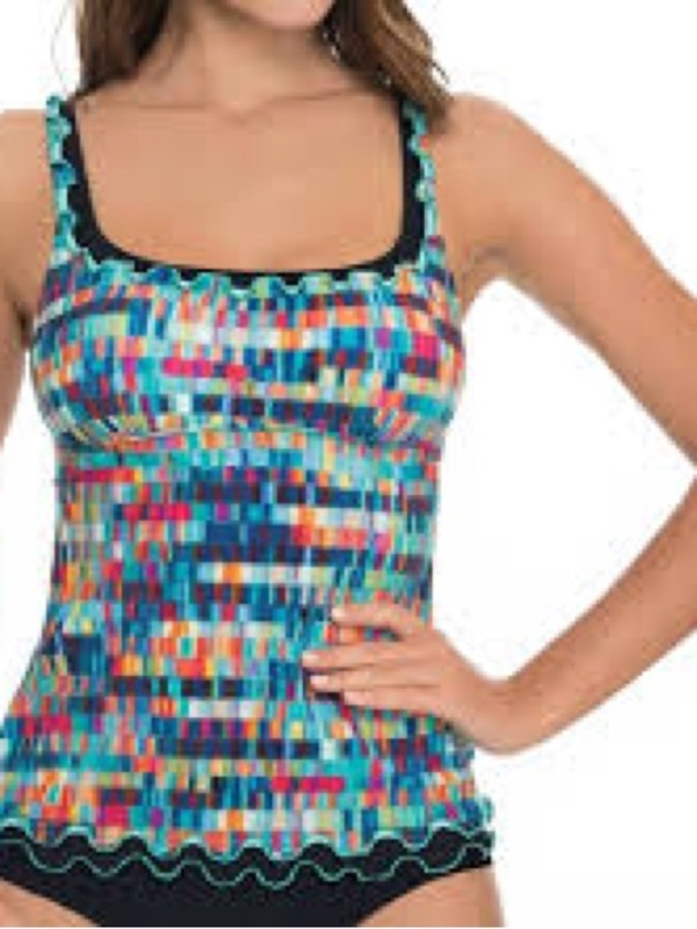 Profile by Gottex Colorful Bra-sized Tankini Top Size 40E